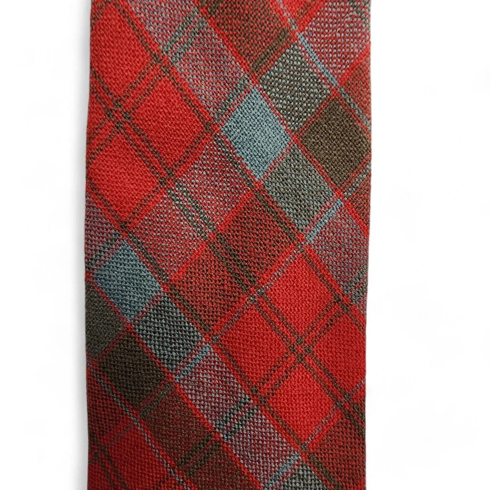 Vintage Made in Scotland Tie 100% New Wool Robertson Plaid Red Green‎ Necktie